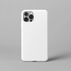 Plain white silicone phone case on gray background.