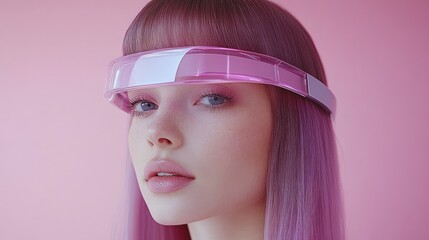 Futuristic Fashion: A Visionary Portrait of a Woman in Pink