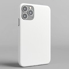 White phone case mockup, isolated on gray background.