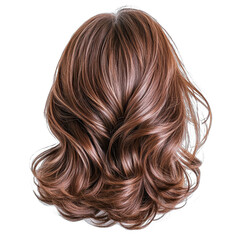 Naklejka premium Stylish brown wavy hair from behind. transparent background