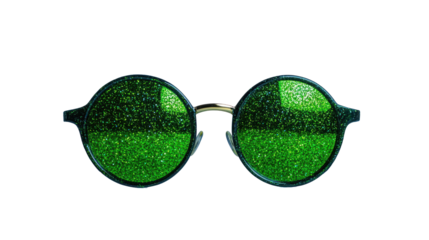 Stylish green sunglasses with sparkles transparent background