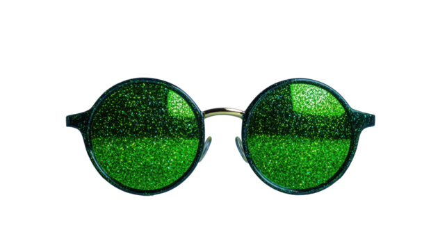 Stylish green sunglasses with sparkles transparent background - Powered by Adobe