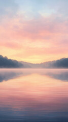 Fototapeta premium Serene Sunrise Over Misty Lake - Phone Wallpaper