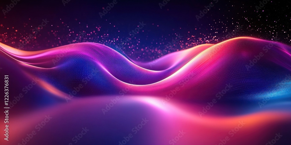 Poster neon wave abstract background with fluorescent lights and smooth gradients
