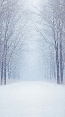 Naklejka premium Winter Forest Pathway in the Snow - Phone Wallpaper
