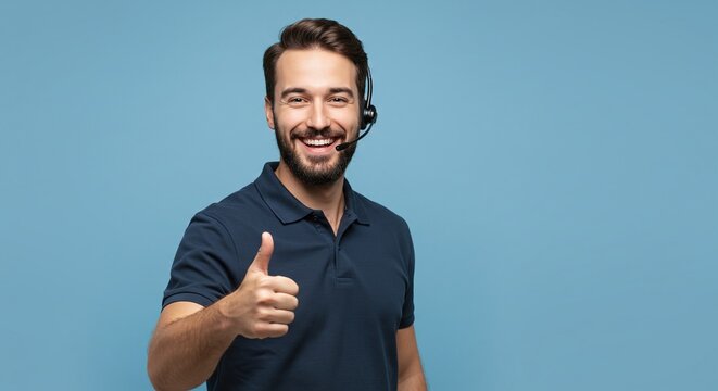 Customer service man with a thumbs up 