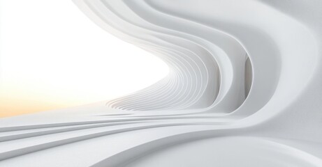 Minimalistic Modern White Background with Flowing Curves and Soft Light