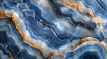 Fototapeta premium Swirling Blue and Gold Marble Texture. AI Generated