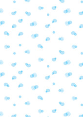 水彩の水色の水玉の柄の背景_横