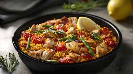 Bold and Vibrant Spanish Paella with Fresh Ingredients