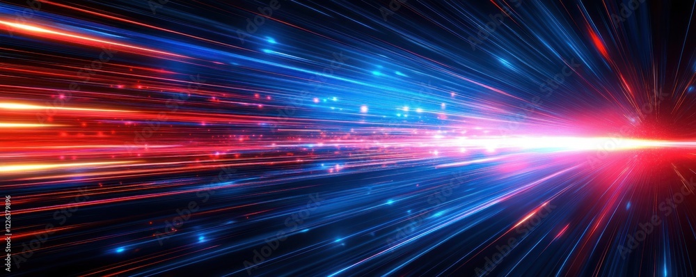 Poster dynamic abstract light trails cyberpunk design with neon colors