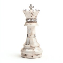 An elegant marble chess king piece, showcasing detailed craftsmanship and a unique design. Perfect for game enthusiasts and collectors. Isolated on a white background.