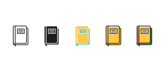 Notebook icon in flat vector style, ideal for office, school, notes, journaling, writing, and stationery. Perfect for educational, productivity, and creative digital designs.