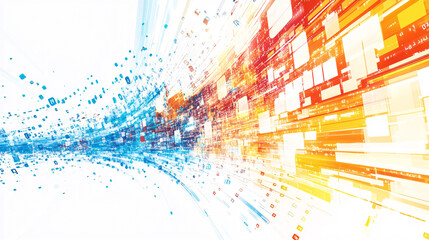 abstract orange and blue digital data stream background graphic design illustration