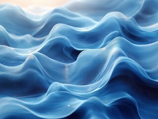 Obraz premium Serene Abstract Blue Waves Artwork with Gentle Diffused Light