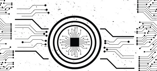 Obraz premium Hi-tech digital data abstract design stock illustration. Black White Version.