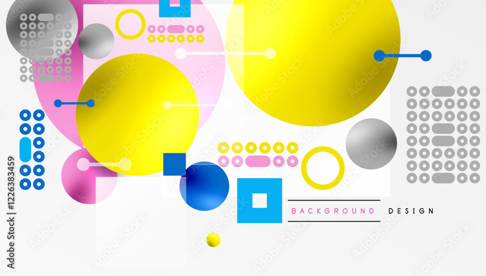 Aufkleber minimalistic abstract vector design, layered geometric shapes circles, squares, and triangles with s