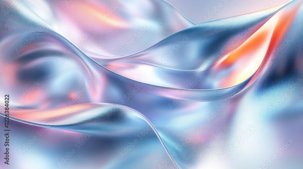 Poster futuristic abstract background with smooth metallic ribbons and luminescent glow