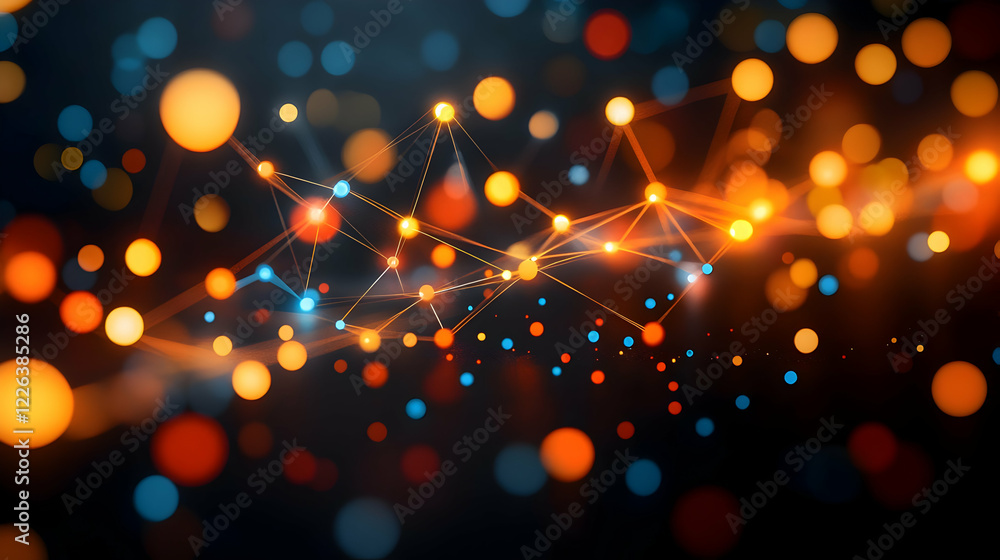 Poster abstract network connections, glowing nodes