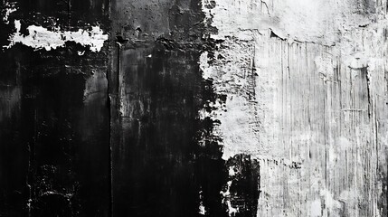 Dramatic black and white abstract painting textured brushstrokes. AI Generated