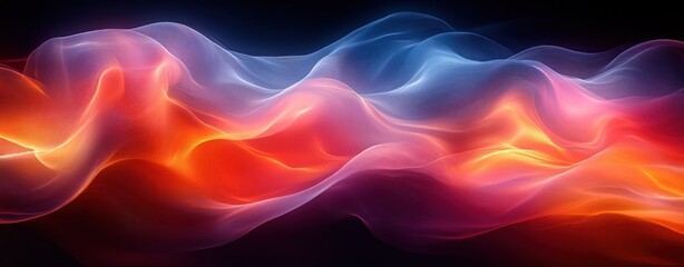 Obraz premium Abstract Fluid Waves Illuminated by Chiaroscuro in Dark Background