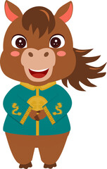 Cute horse character Chinese zodiac animal.