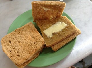 Classic Kaya Toast with Butter and Coffee (Singapore)