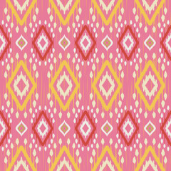 Pink Tribal Ikat Fabric Seamless Pattern