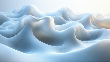 Obraz premium Abstract White Waves Ethereal Landscape Soft Grey Futuristic Background