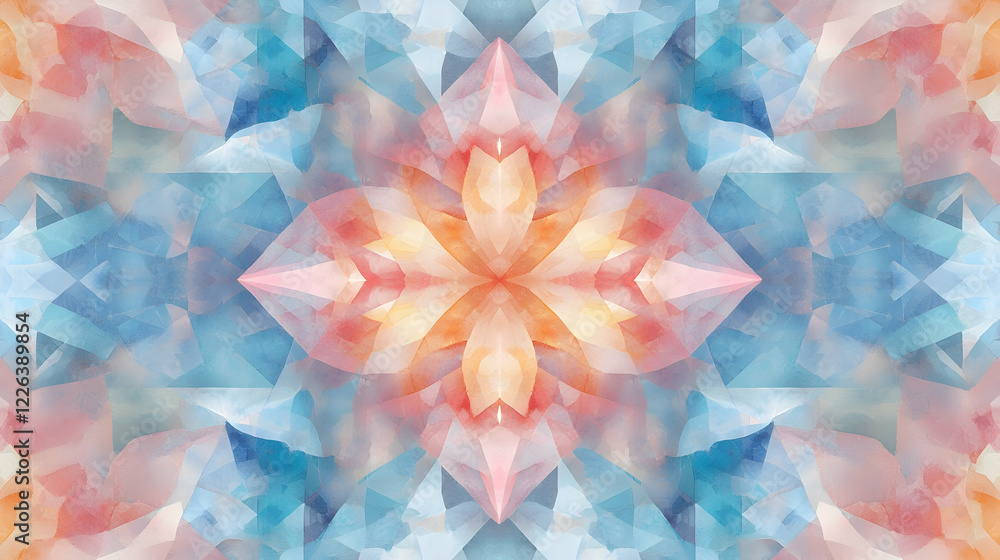 Poster abstract pastel geometric pattern; kaleidoscope design; background; website design