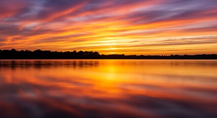 Obraz premium Stunning Sunset Lake Landscape Photography Print