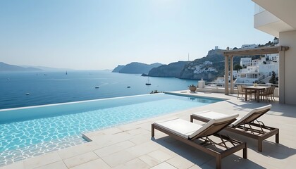 Fototapeta premium Luxury Infinity Pool Villa with Stunning Ocean View