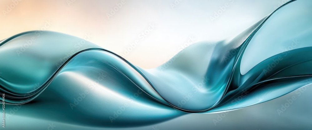 Poster elegant abstract fluid shapes with teal and grey gradient background