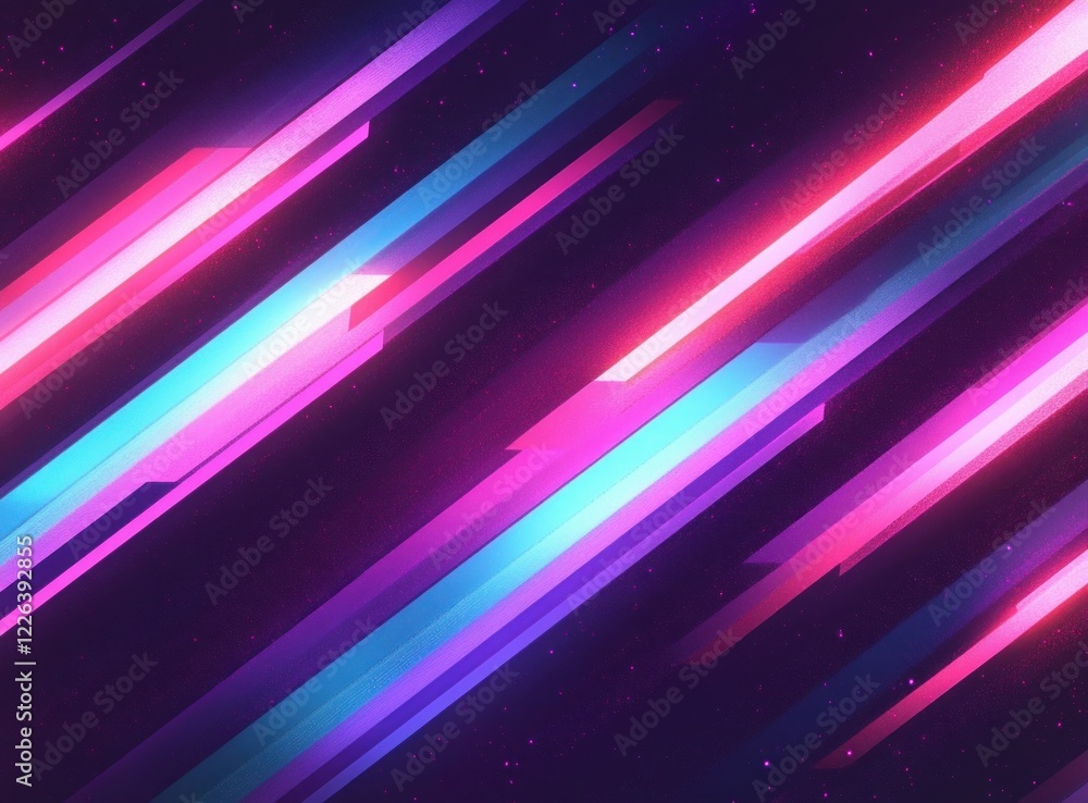 Poster vibrant diagonal stripes abstract pattern in vaporwave style with glowing effects and modern geometr