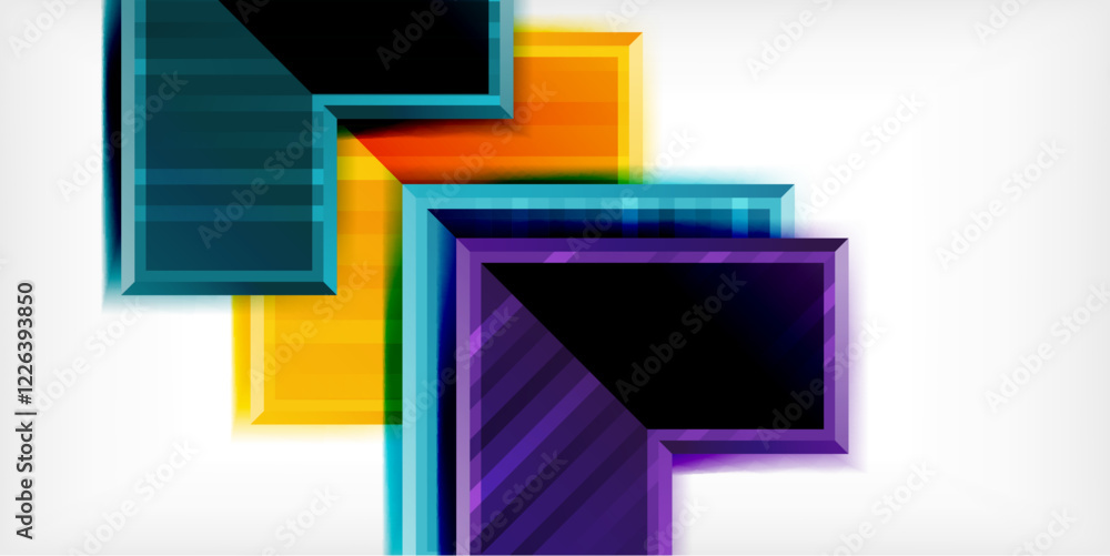 Poster Arrow symbols created with 3d effects and line texture geometric abstract background