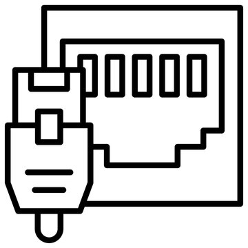 black ethernet cable connected to port clip art preview