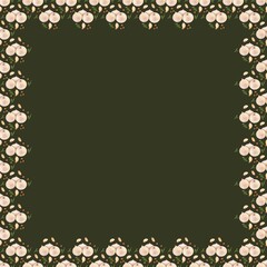 Garlic white onion pattern watercolor illustration on dark green, army  background. Autumn pattern
