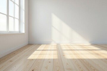 Sunlight Illuminates a Room with Light Hardwood Floors and a Single Window