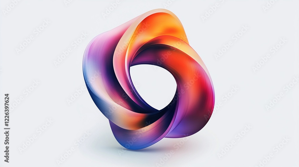 Poster abstract 3d render of multicolored swirling fluid on a white background