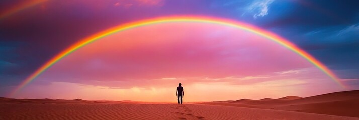 rainbow over desert 