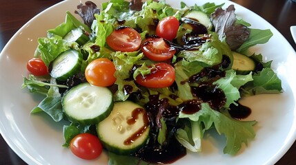 Delicious and Refreshing Green Salad with Cherry Tomatoes and Cucumbers