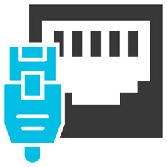 Ethernet Glyph Blue Grey Icon