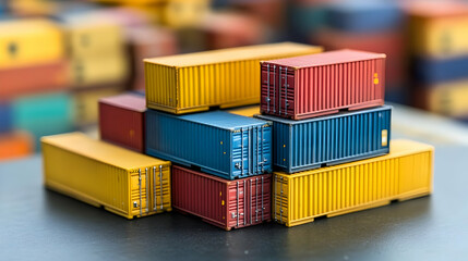 Obraz premium Mini cargo containers stacked, port, logistics