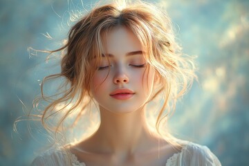 Summer Fashion Woman Portrait with Sunglasses and Flowing Hair
