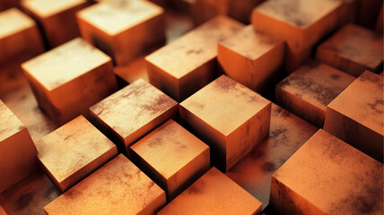 Abstract Brown Cubes Or Blocks, Graphics Background

