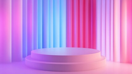 Giveaway podium with lighting, Stage Podium Scene with for Award, Decor element background. Vector illustration