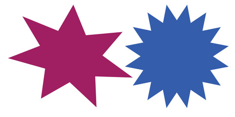 bursting shape speech bubbles set. starburst and sunburst cartoon with different color isolated on white background