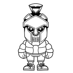 Mascot character design cartoon skull spartan outline