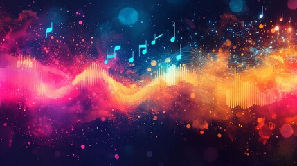 Fototapeta premium Abstract Music Waves: A Symphony of Color and Sound