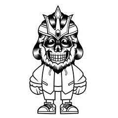 Mascot character design cartoon skull poseidon outline